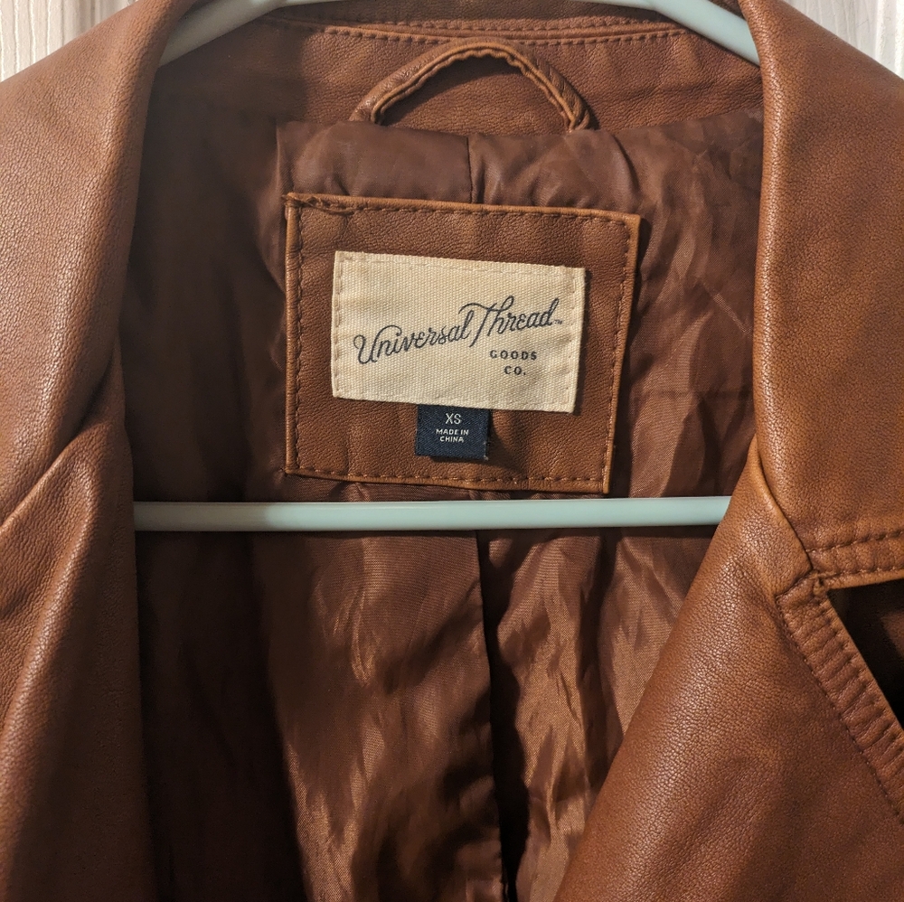 Universal Thread Brown Leather Jacket Xs - image 2